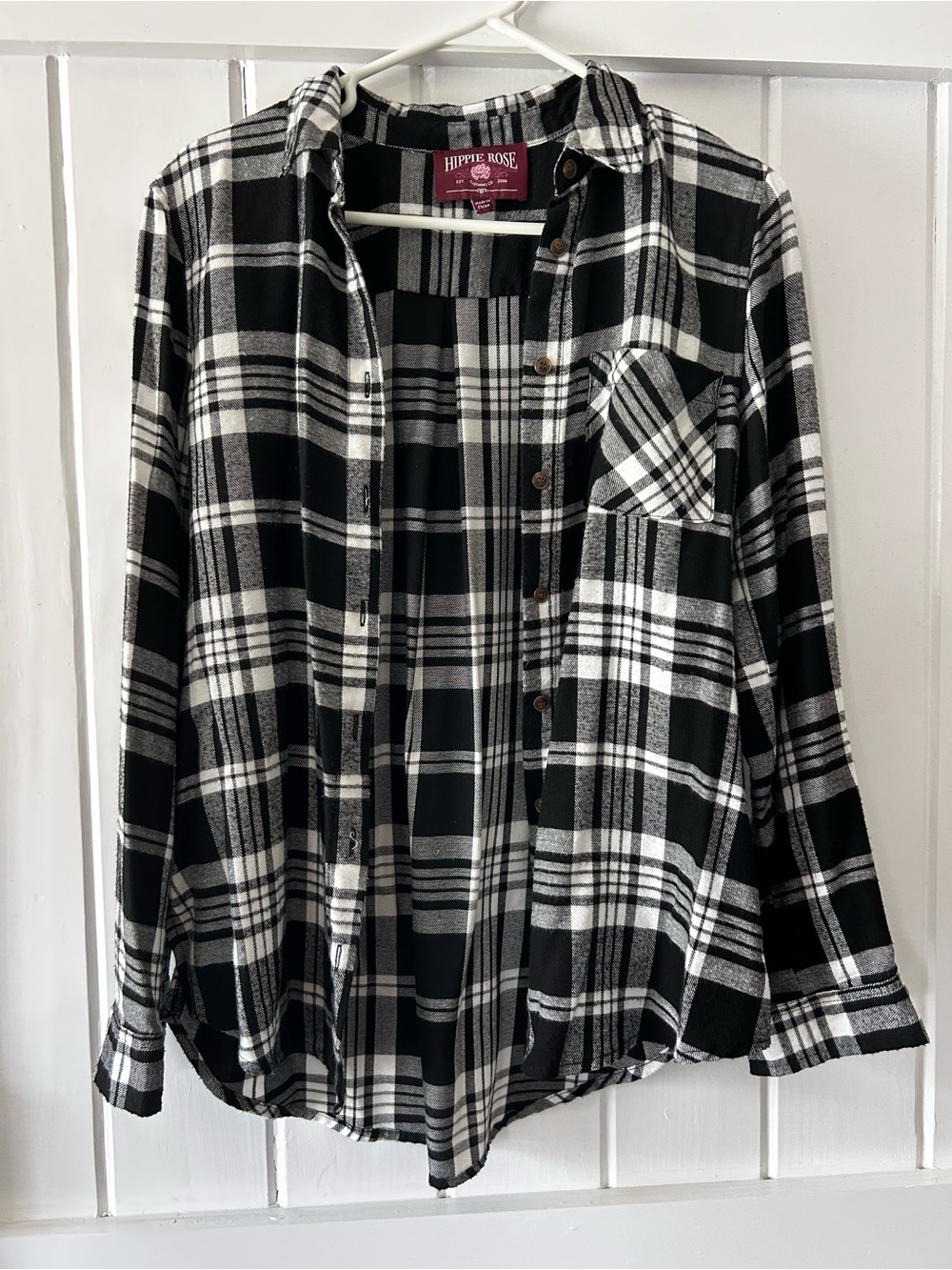 Hippie Rose | Black and White Plaid Button-Down Shirt